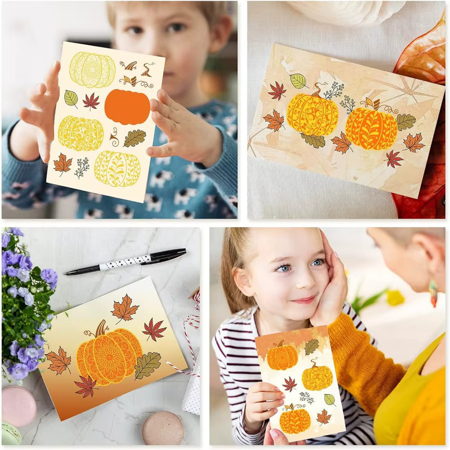 Transparenter Silikon-Stempel mit Halloween-Kürbis und Herbstmotiven für Bastelarbeiten - Bild 4