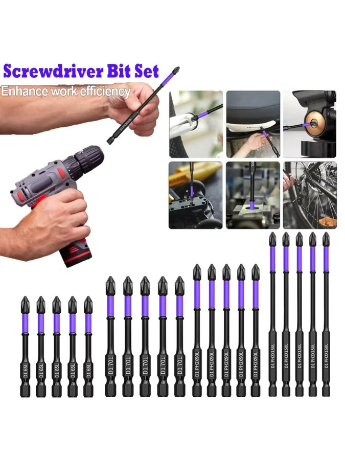 Magnetische D1 Anti-Schock Schlagschrauberbits PH2 Kreuzschlitz-Set in verschiedenen Längen von 25 mm bis 150 mm - Bild 6