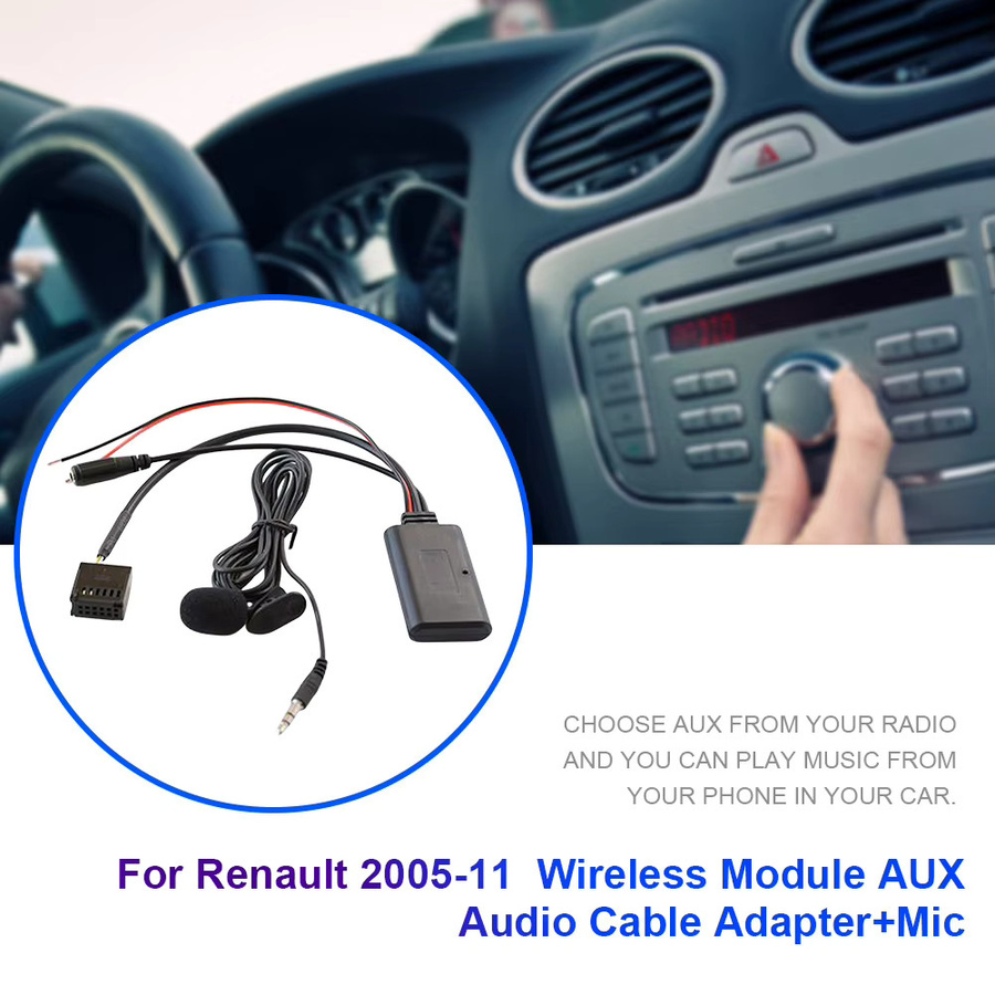 Shunmaii Bluetooth-Modul mit AUX-Kabeladapter und Freisprecheinrichtung für Renault Update List Radio, Schwarz - Bild 4