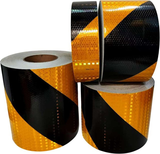 Satop Cinta Reflektierendes Klebeband Gelb-Schwarz mit Twill-Muster, wasserdichter Sicherheitswarn-Reflektoraufkleber, Breite: 5 cm, 10 cm, 15 cm oder 20 cm, Länge: 5 m - Bild 1
