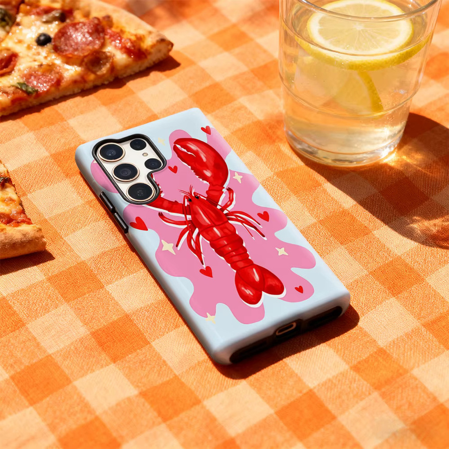 Rote Hummer-Handyhülle mit glänzender doppellagiger Rückseite für Samsung Galaxy S25 Ultra, S24 und S23 Ultra Plus - Bild 3