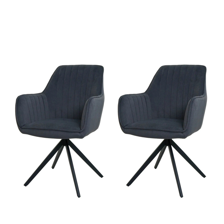 CHEFGASTRO Esszimmerstuhl 2er-Set Anthrazit mit Auto-Return Funktion, drehbar, Stoff/Textil, H x B x T: 87 x 58 x 55 cm, Sitzhöhe: 46 cm - Bild 2