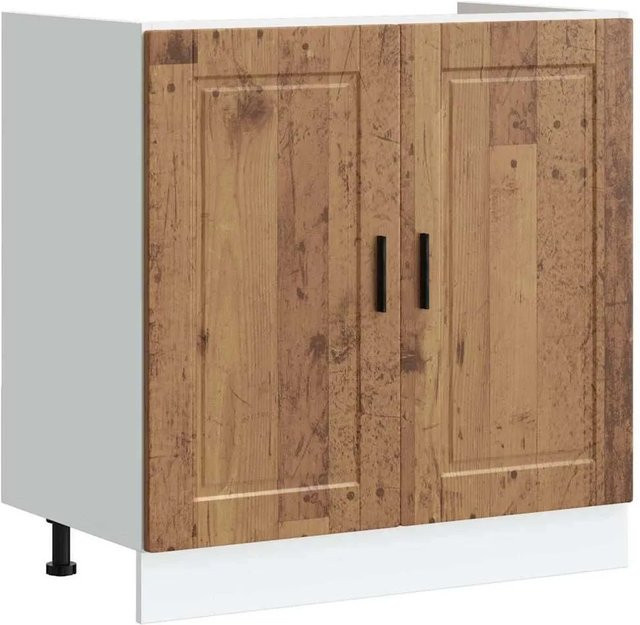 vidaXL Spülenunterschrank Porto in Altholz-Optik, Farbe Braun, B/T/H: 80 x 46 x 81,5 cm - Bild 1