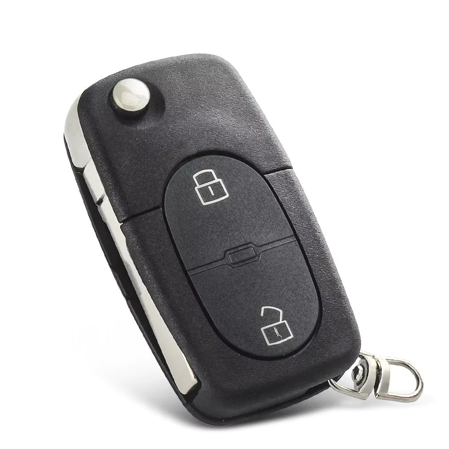 KEYYOU Auto Funkschlüssel mit Batterie 433 MHz ID48 Chip für Audi A3 A4 A6 A8 TT, 2 Tasten Flip Schlüssel in Schwarz - Bild 4