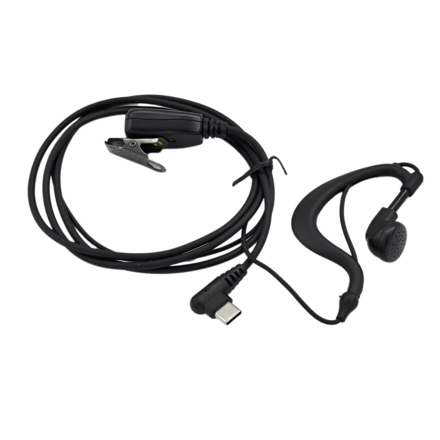 Liton Ohrhörer Headset mit G-Form Ohrbügel und USB Typ C Port für LT-9100 LT9100 Funkgeräte, In-Ear mit PTT Key Mic, Schwarz - Bild 3