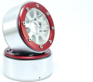 Metsafil 1:10 Crawler Felgen Hammer aus Aluminium in Silber-Rot, 1 Paar - Bild 1