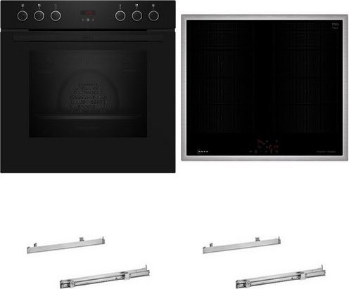 Neff Herdset HMK220IF mit Induktionskochfeld und Einbaubackofen in Schwarz und Edelstahl - Bild 1