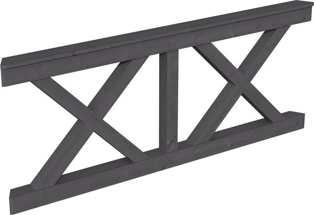 Skan Holz Brüstung Andreaskreuz aus Fichte in Schiefergrau, B/H: 78,5 x 84 cm - Bild 1