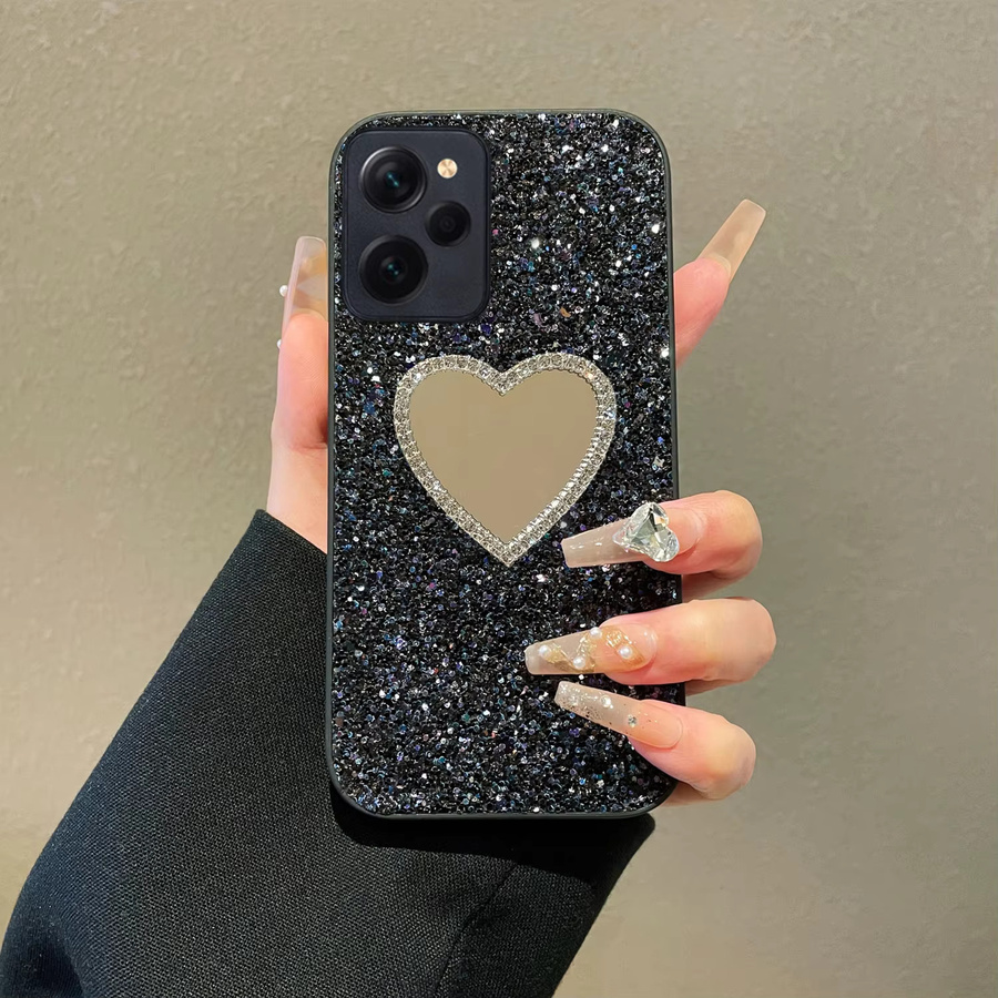Luxuriöse Glitzer-Handyhülle mit Spiegel-Effekt und Strass-Diamanten für Xiaomi Poco F6 F5 Pro X3 X4 X5 X6 X7 Pro 5G in Schwarz - Bild 2
