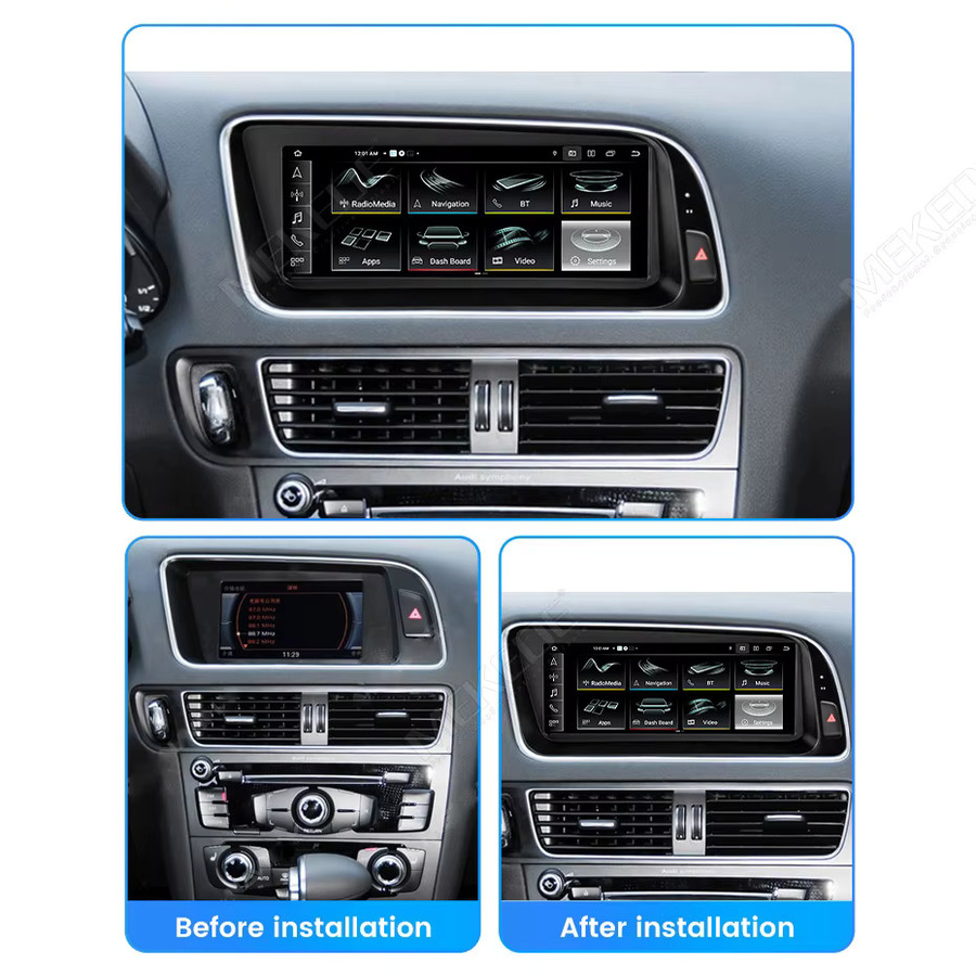MEKEDE Android 15 Autoradio für Audi Q5 2010 - 2017 mit 6GB RAM, 128GB Speicher, 4G LTE, kabellosem CarPlay, Android Auto, WLAN, GPS und DSP-Multimedia-Player in Schwarz - Bild 2