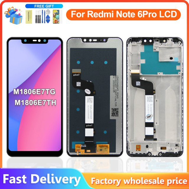 Xiaomi Redmi Note 6 Pro LCD Display mit 6,26 Zoll Touchscreen Digitizer Montage inklusive Rahmen in Schwarz - Bild 1
