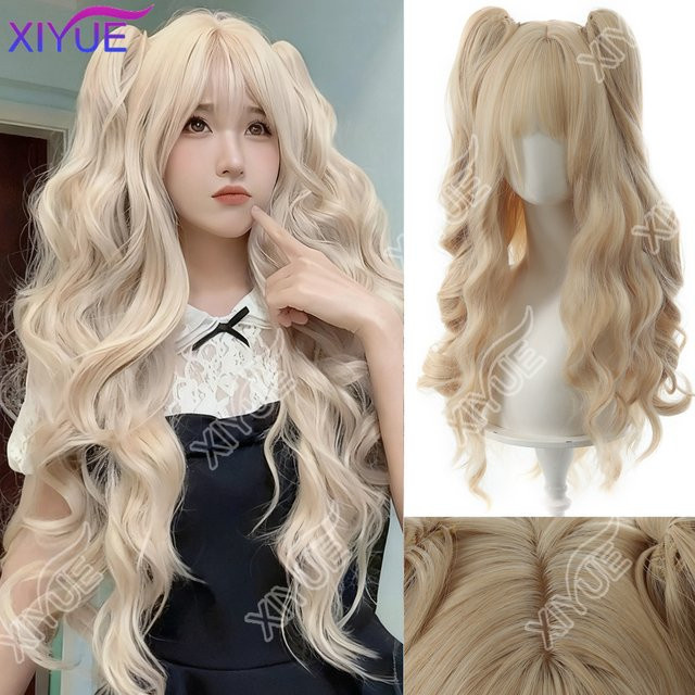 XIYUE Anime Perücke, goldene Locken mit Pony, Damen - Bild 1