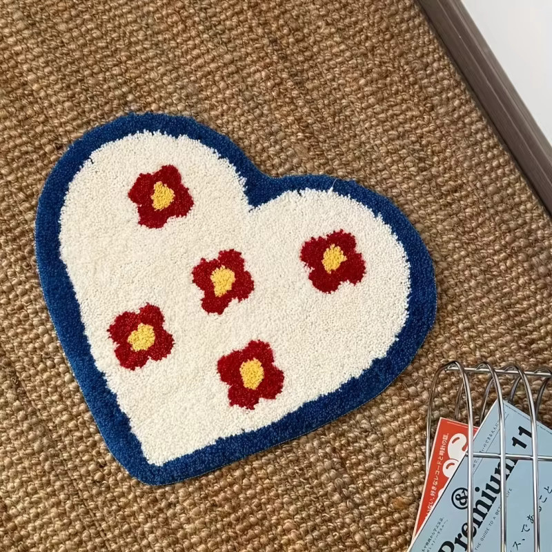 VIKAMA Herzförmiger Kunstteppich in Mehrfarbig, flauschiges Design für Wohnzimmer, Schlafzimmer oder Eingangsbereich - Bild 2
