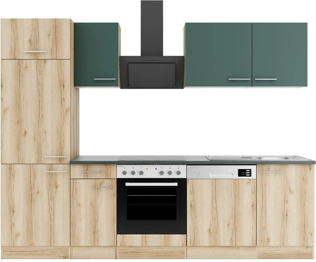 Optifit Küchenzeile KPSL 2702-9+ in Steingrün und Wildeiche Nachbildung, Breite: 270 cm - Bild 1