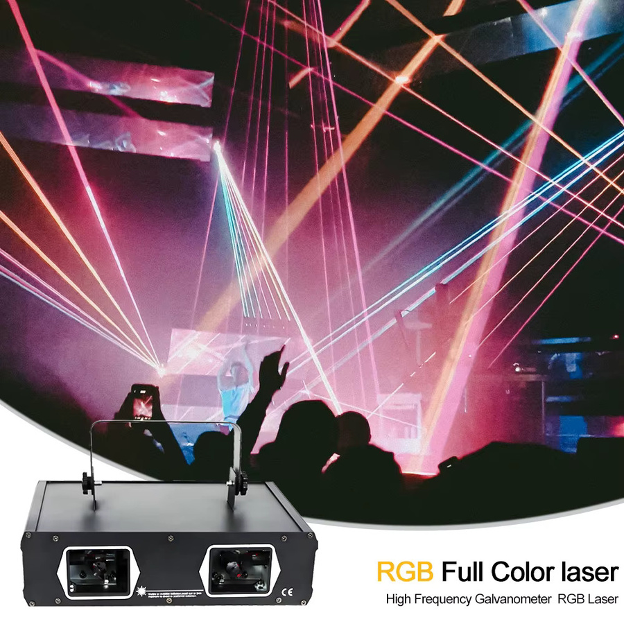 SHEHDS 2-Kopf RGB Laserlicht DMX512 Scan-Projektor in Schwarz für DJ, Party und Disco - Bild 2