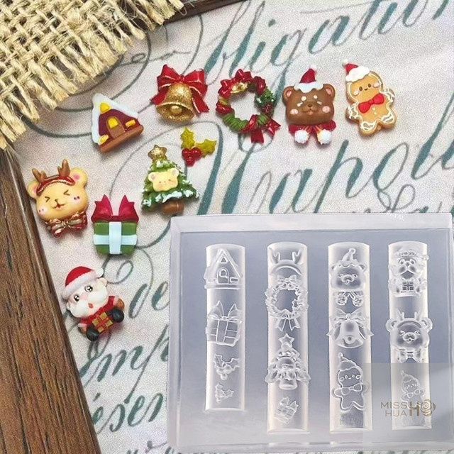 HUA Nagelform Silikon, 3D Relief, Cartoon Weihnachten, DIY Nail Art - Bild 1