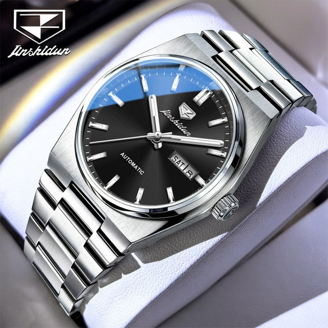 JSDUN Armbanduhr, Mechanisch, Edelstahl, Herren, Schwarz, Braun - Bild 1