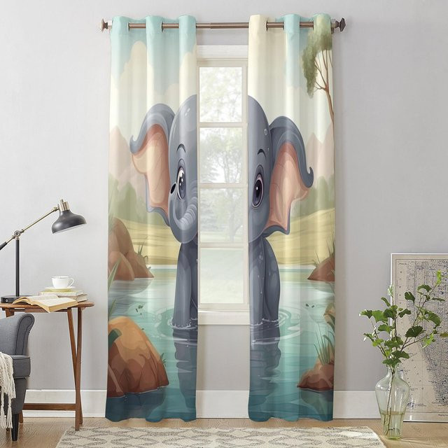 Super Six Elefanten Pool Vorhang mit Spiegelung in Grau, B: 135 cm, H: 60 cm - Bild 1