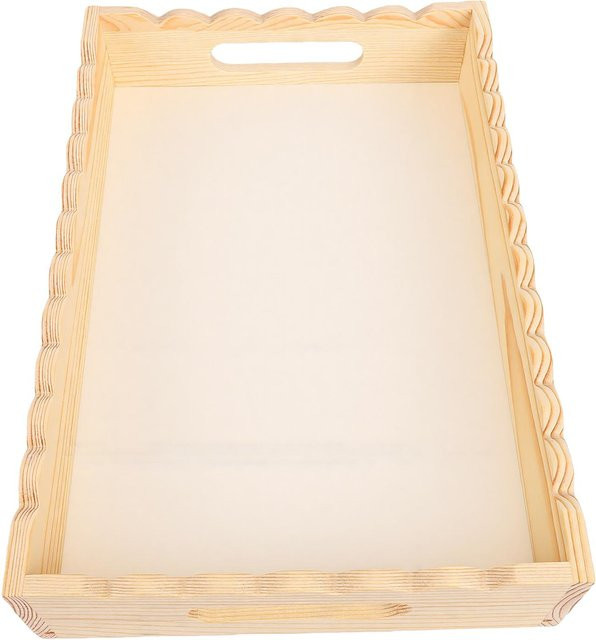 Modernes Holz Serviertablett mit Griffen von Fishine in Weiß, B/T/H: 30 x 20 x 6 cm - Bild 1