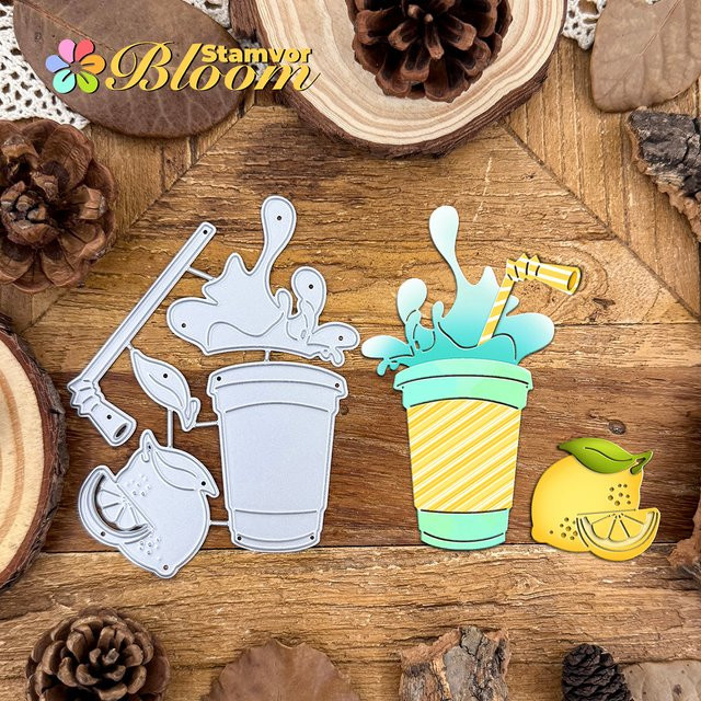 Metall Stanzform Lemon Tee Motiv für Scrapbooking und Prägung in Silber - Bild 1