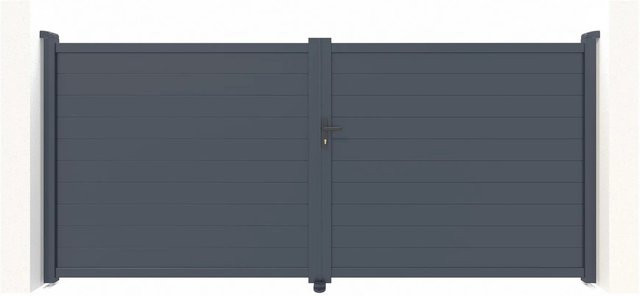 Casanoov Elektrisches Flügeltor Eiger in Anthrazit und Grau mit Drehtorantrieb Ranger B150 aus Aluminium, B: 355 cm, H: 176 cm - Bild 1
