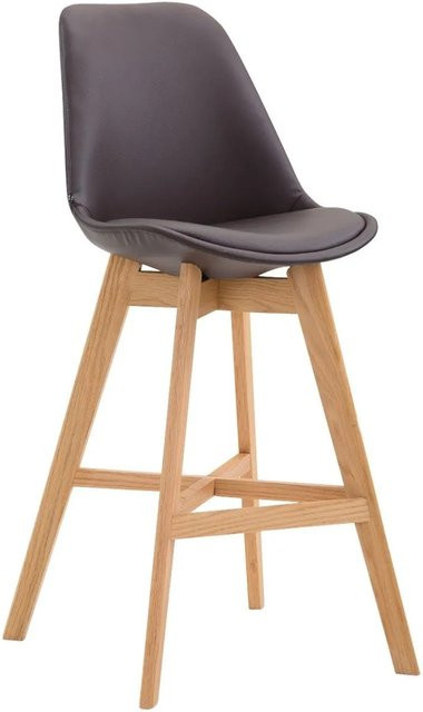 DELUKE Barhocker DUMIR in Braun mit Kunstleder und Lehne, B/T/H: 48 x 56 x 112 cm - Bild 1