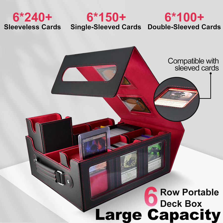 RyshePro Sammelkarten-Aufbewahrungsbox Commander Deck Box, 7-in-1, Schwarz, Rot - Bild 4