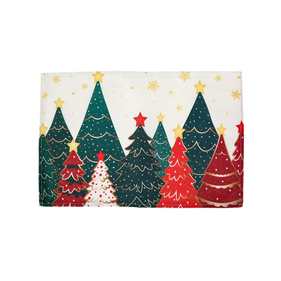 PATIMATE Set aus 4 weihnachtlichen Tischsets aus Leinen in Mehrfarben mit grafischem Design - Bild 3