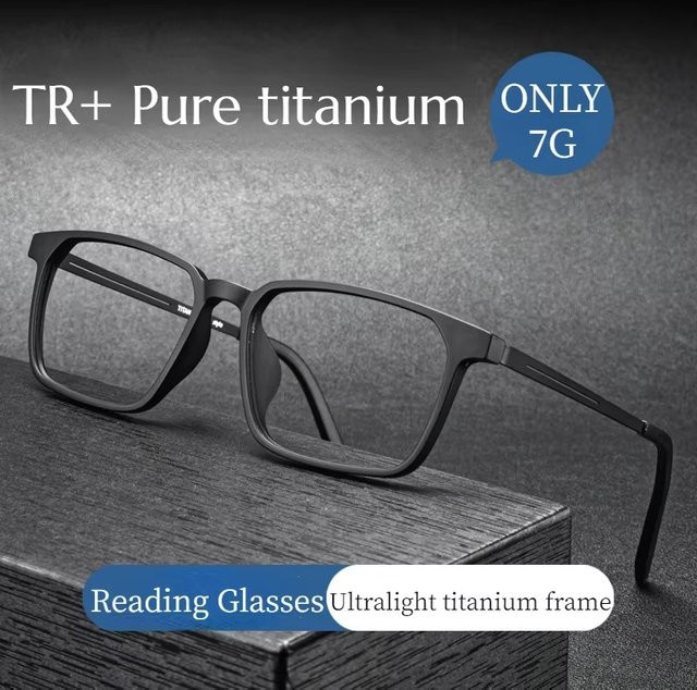 Lesebrille TR90, Vollrand, rechteckig, Titan, schwarz, Männer - Bild 1