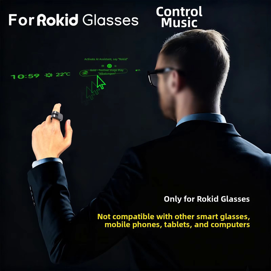 Rokid Smart Ring Controller für AI Smart Glasses in Schwarz oder Pink zum Umblättern und für die Fotoaufnahme - Bild 5