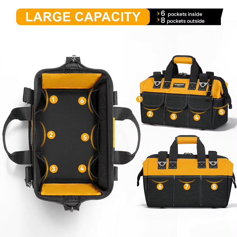 WINHUNT Hochleistungs-Werkzeugtasche mit 14 Taschen und verstellbarem Schultergurt - Bild 5