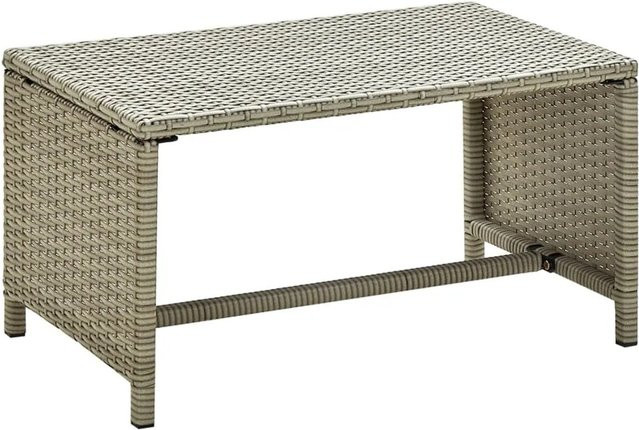 vidaXL Couchtisch aus Poly Rattan in Beige mit pulverbeschichtetem Stahl, B/T/H: 70 x 40 x 38 cm - Bild 1