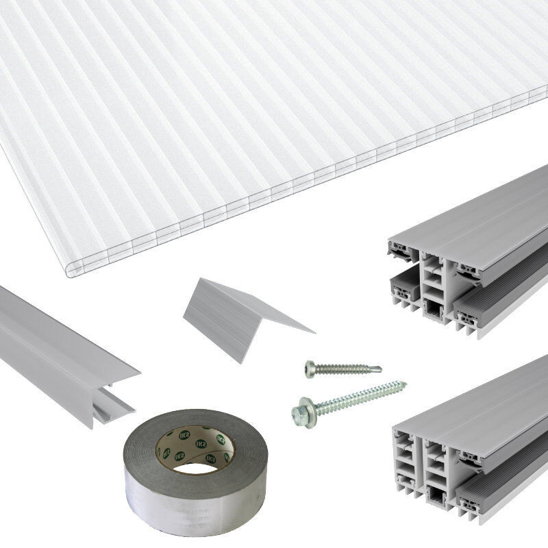 Terrassendach-Set mit Friedrich von Lien AG Polycarbonat Stegplatten Mendiger Thermo Verlegeprofil 16 mm in Transparent - Bild 1
