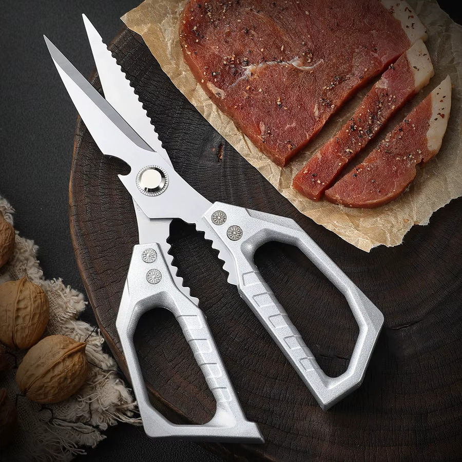 SHENJIU Edelstahl-Küchenschere in Silber für Fleisch, Fisch und Geflügel - Bild 3