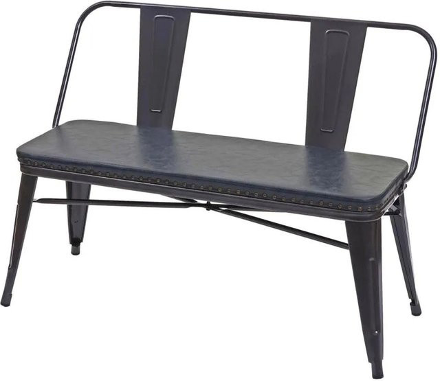 MCW 2er Sitzbank MCW-H10 im Industrie-Style aus Kunstleder und Stahl, Schwarz-Grau, B: 200 cm, H: 82 cm, T: 50 cm - Bild 1