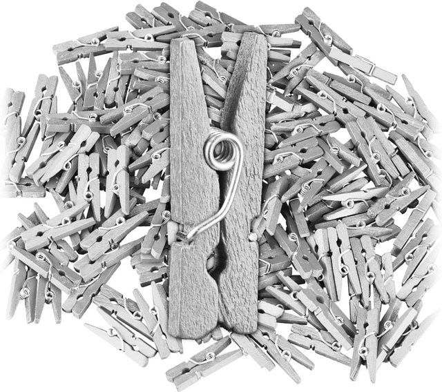 Relaxdays Holzklammern Silber Mini 400 Stück B: 2,5 cm, T: 0,8 cm, H: 0,3 cm - Bild 1