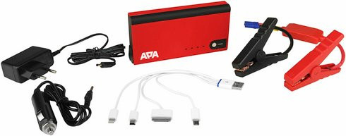 APA Mini Lithium Powerpack 11.000mAh Starthilfe 200 A 12 V mit LED-Arbeitsleuchte und USB-C/USB-A Anschlüssen in Schwarz und Rot - Bild 5