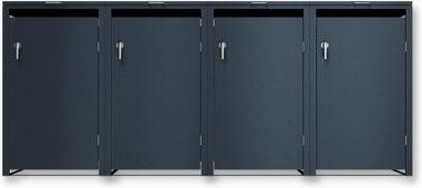 Metzler Mülltonnenbox 4er-Boxensystem aus Stahl, abschließbar, anthrazitgrau, B: 265,0 cm, T: 80,0 cm, H: 116,3 cm - Bild 1