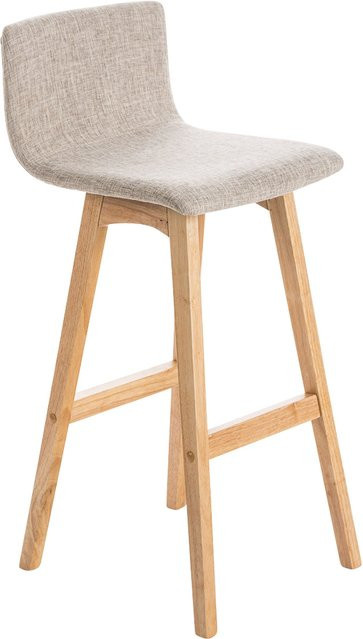 TPFLiving Barhocker Tauro mit Gestell in Natura und Stoffbezug in Creme/Beige - Bild 1