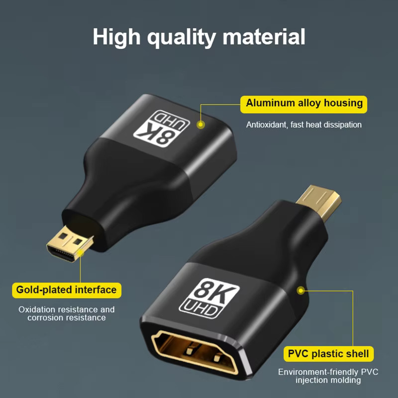 Micro HDMI auf HDMI 2.1 Adapter in Schwarz für Sony Projektoren und Kameras, unterstützt 8K 60Hz und 4K 120Hz - Bild 2