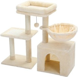 Pawz Road Kleiner Kratzbaum mit Hängematte und Sisal in Beige und Grau, Höhe: 71,8 cm - Bild 1