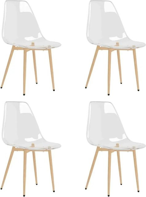 Set aus 4 transparenten Esszimmerstühlen von vidaXL aus PET und Metall im modernen Design - Bild 1