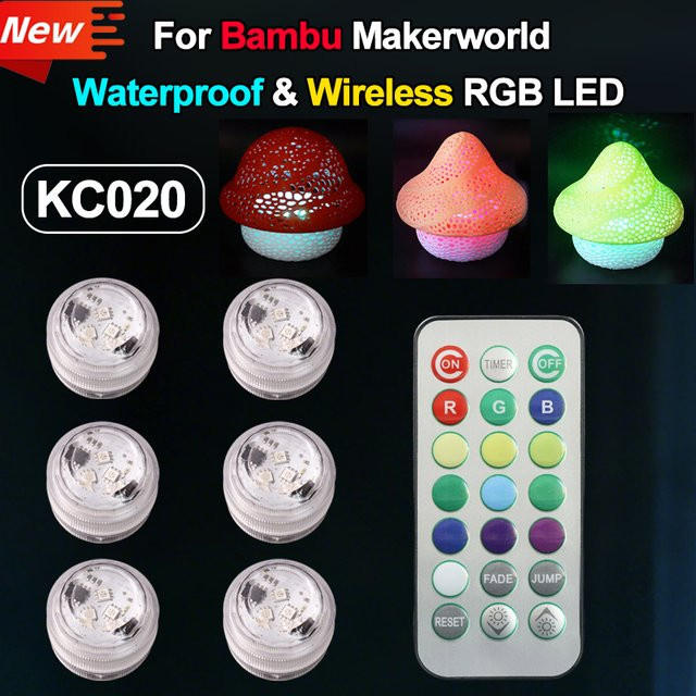 NENYALV RGB LED Licht-Kit KC020 für Bambu Lab, 6 Stück, wasserdicht, mehrfarbig - Bild 1