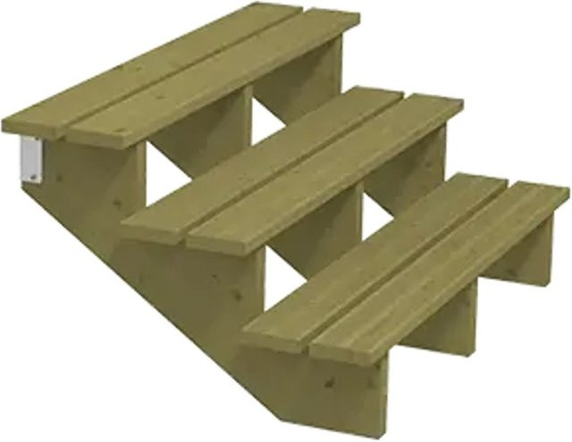 Plus A/S Terrassentreppe mit 3 Stufen aus druckimprägniertem Holz NTR Kl A, B/H/T: 75 x 120 x 51 cm - Bild 1