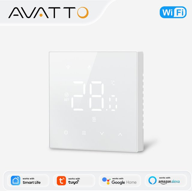 AVATTO Tuya WiFi Smart Thermostat für elektrische Heizung, Wasserheizung und Wassergaskessel in Weiß - Bild 1