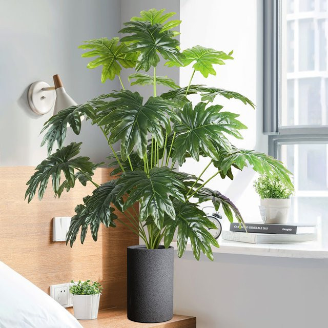 Künstliche Monstera Pflanze Kmitang Grün mit 24 Blättern, Höhe: 75 cm - Bild 1