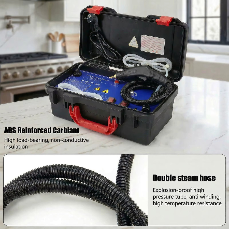 Podofo Tragbarer Dampfreiniger 3000W in Schwarz mit 120 Grad Hochtemperatur-Sterilisation und 3m Schlauch - Bild 4