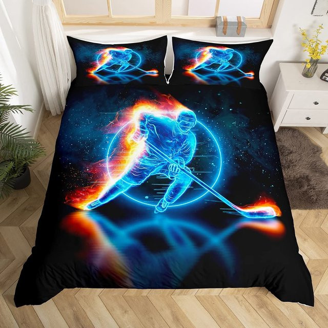 Bettwäsche-Set Graffiti-Eishockey von Jessica Chen in Blau, 3-teilig für Kinder und Jungen, B/H: 140 x 210 cm - Bild 1