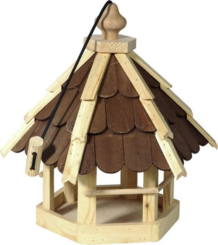 dobar Futterhaus für Wildvögel aus Kiefernholz mit lasierten Holzschindeln in Natur/Braun inkl. Kordel - Bild 2