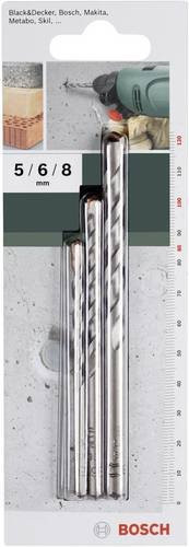 Bosch Hartmetall Beton-Spiralbohrer-Set 3-teilig in Silber mit Zylinderschaft, Durchmesser: 5 mm, 6 mm und 8 mm - Bild 1